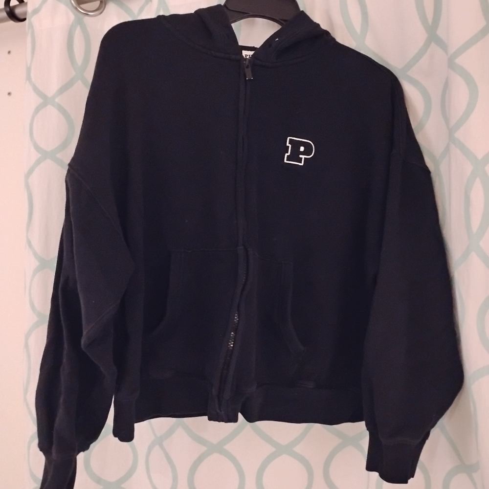 PINK Victoria's Secret Black Zip Up Hoodie